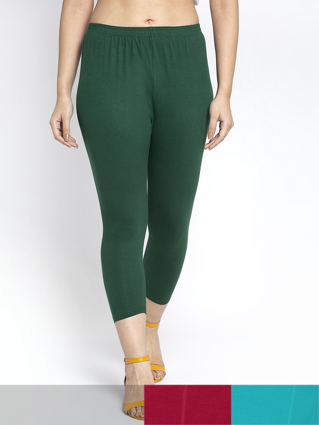 

GRACIT Pack Of 3 Capris, Green