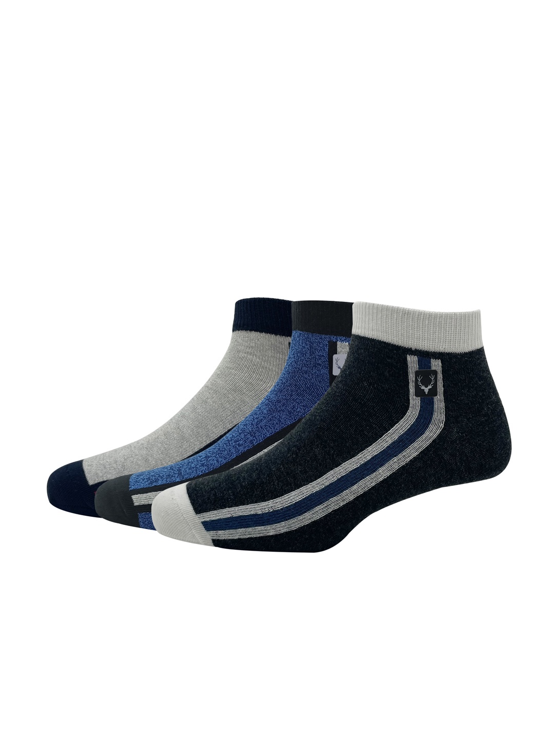

Allen Solly Men Pack Of 3 Color Blocked Cotton Ankle-Length Socks, Grey