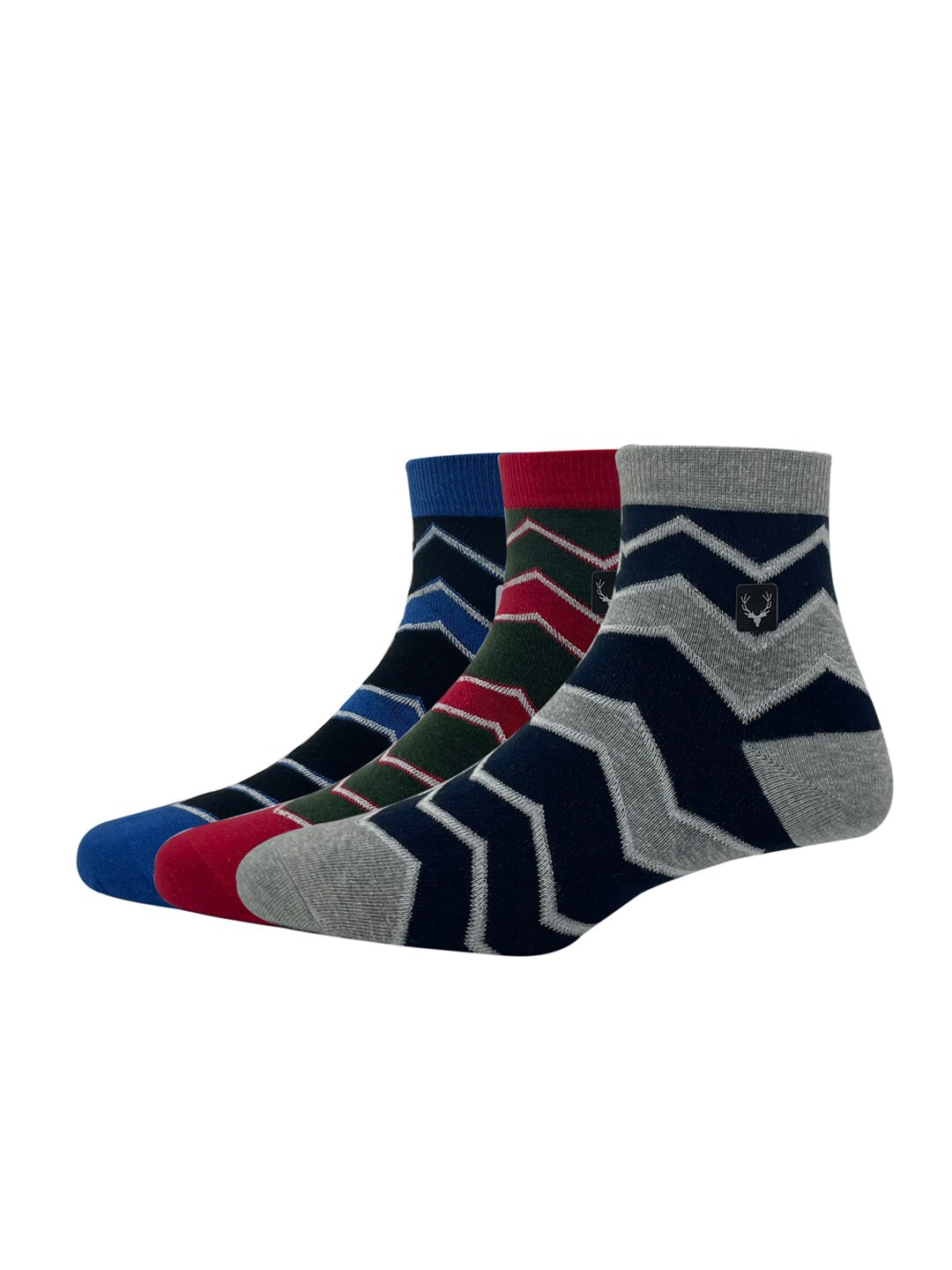 

Allen Solly Men Pack Of 3 Patterned Cotton Above-Ankle Length Socks, Red