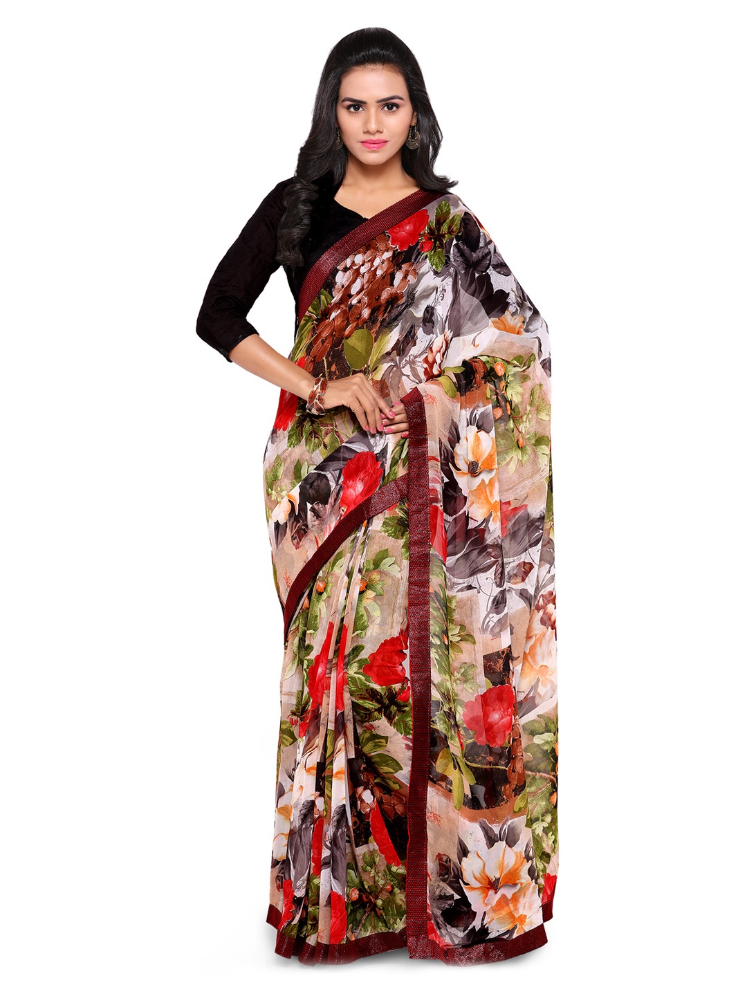 

Kalista Multicoloured Printed Pure Georgette Saree, Multi
