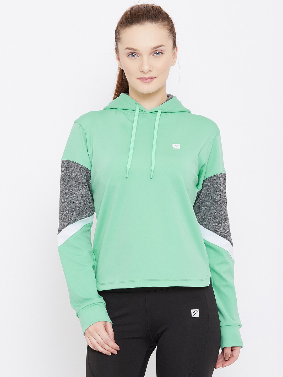 

UNPAR Women Green Hooded Pullover Sweatshirt