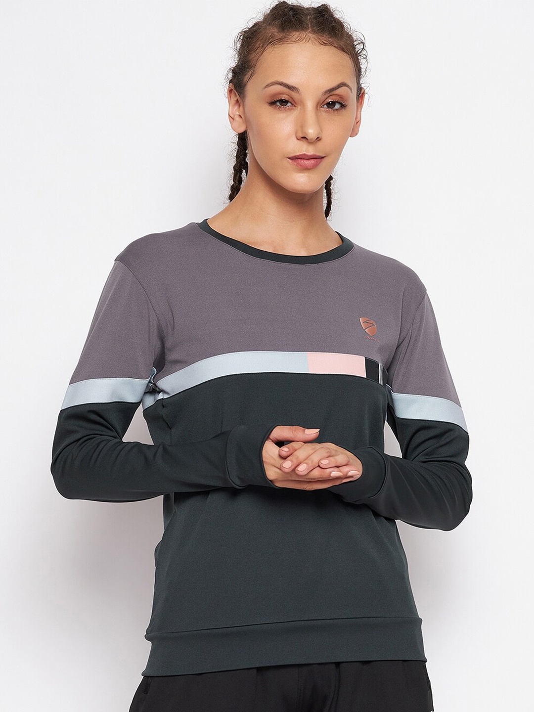 

UNPAR Women Grey Colourblocked Sweatshirt