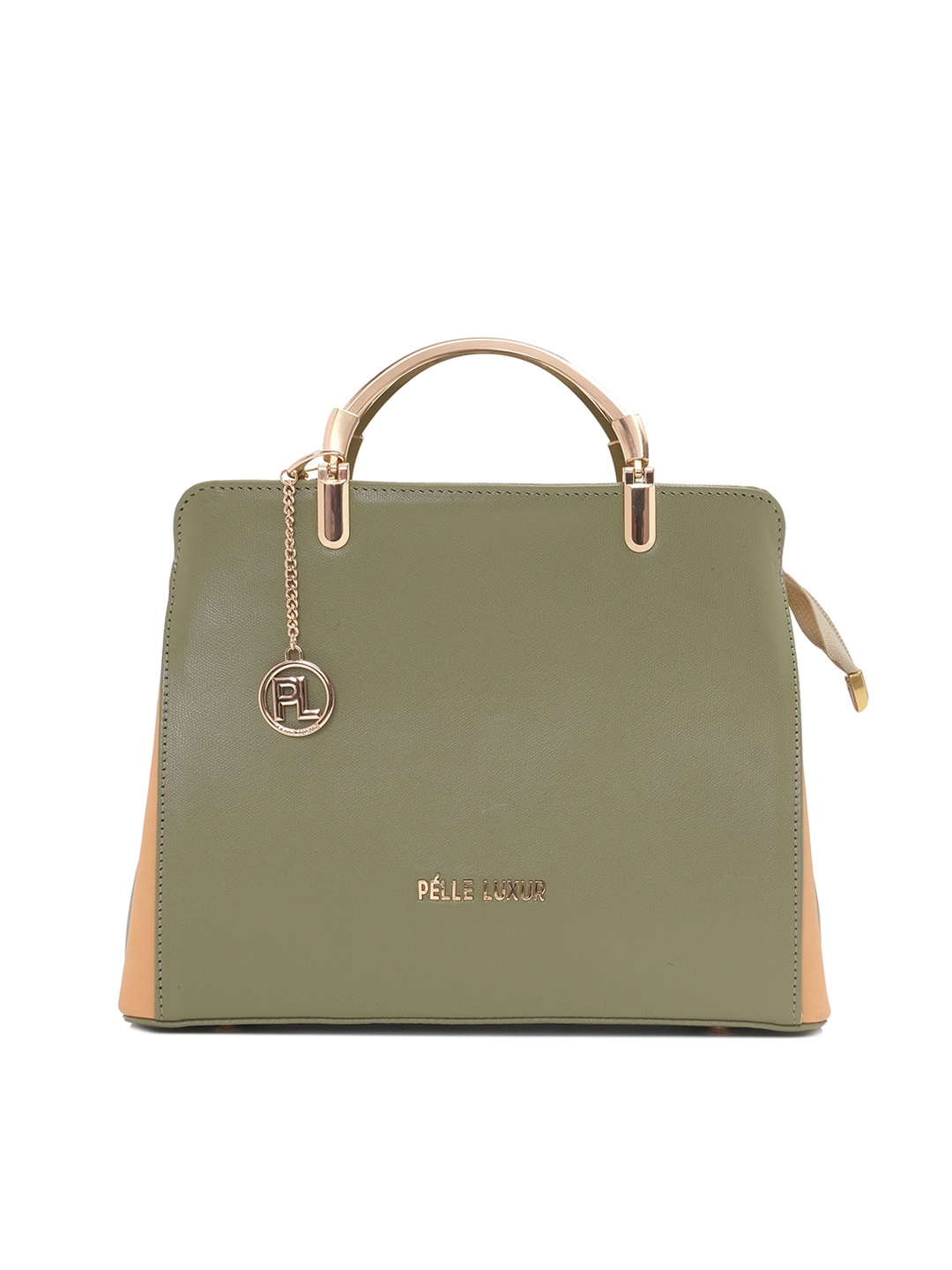 

PELLE LUXUR Green Leather Structured Handheld Bag