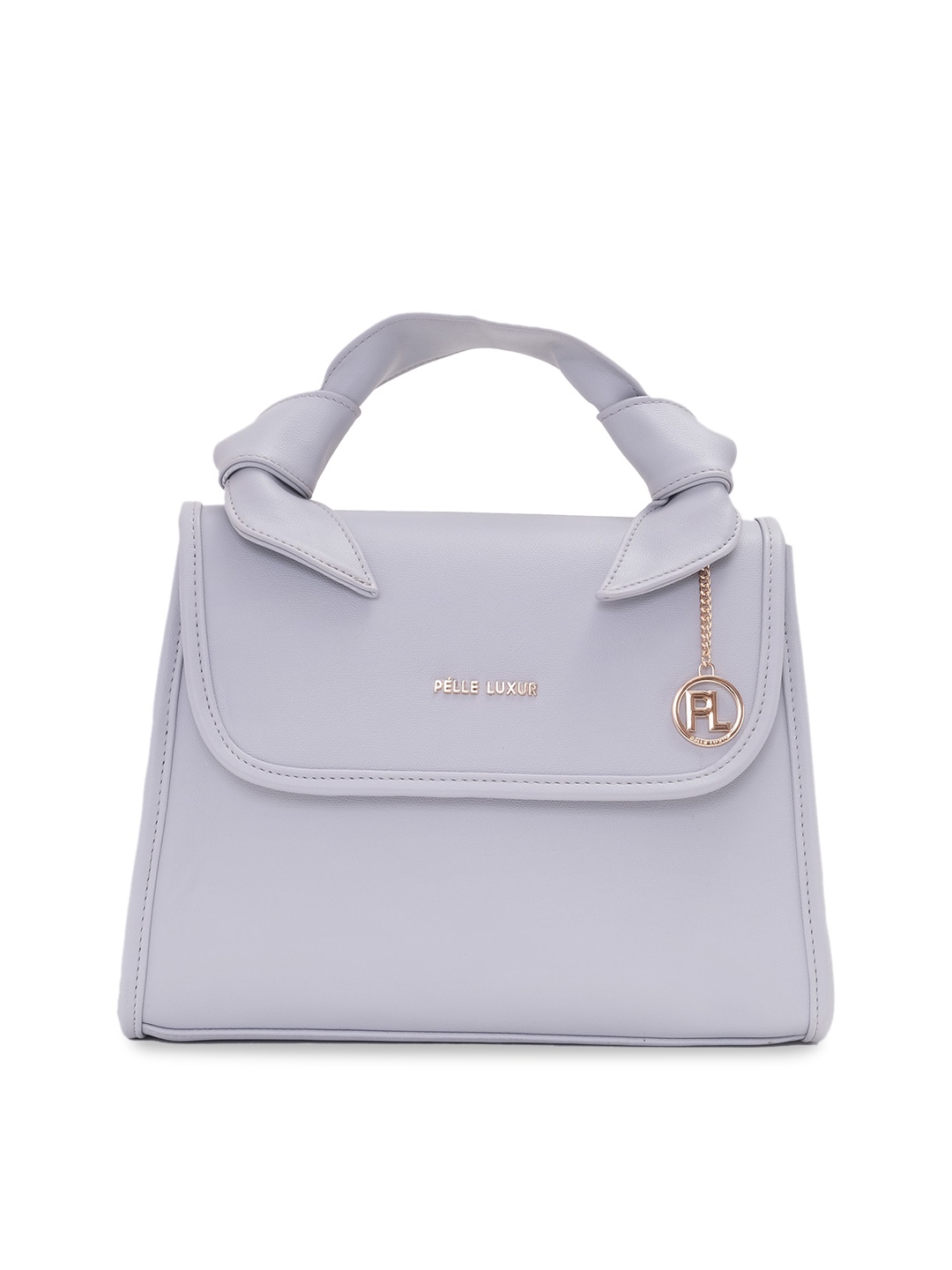 

PELLE LUXUR Lavender Leather Structured Handheld Bag