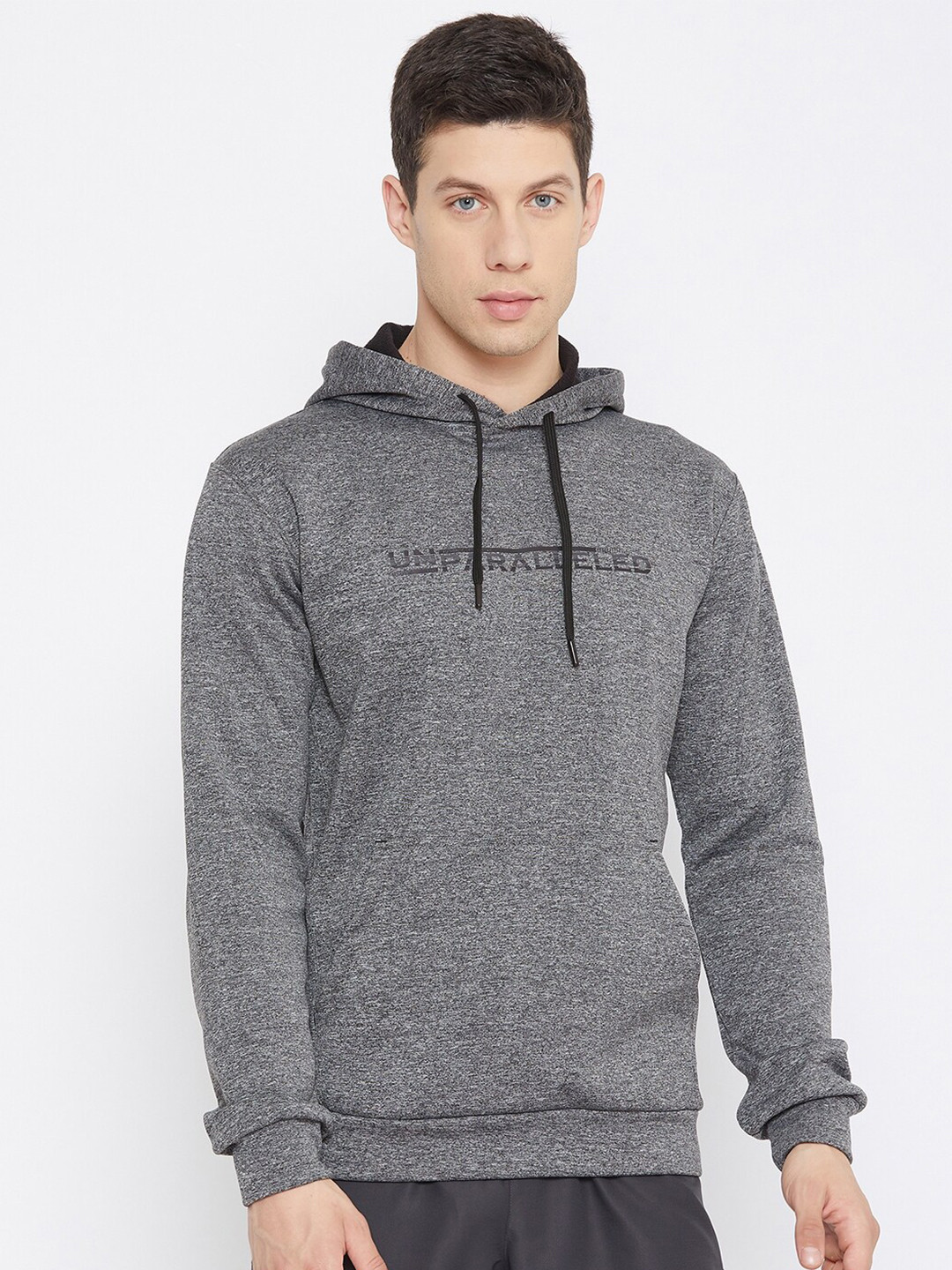 

UNPAR Men Grey Hooded Pullover Sweatshirt