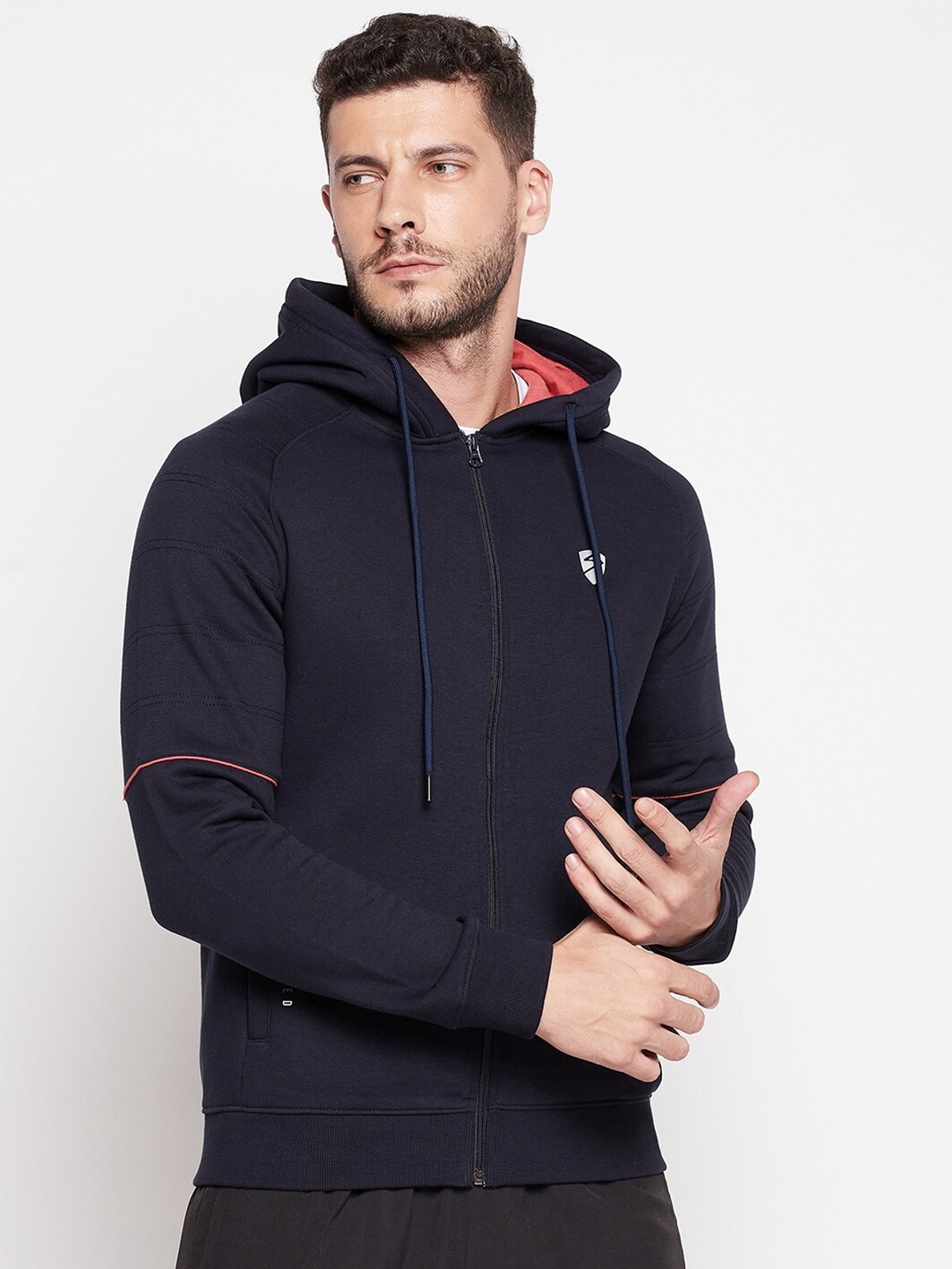 

UNPAR Men Navy Blue Hooded Sweatshirt