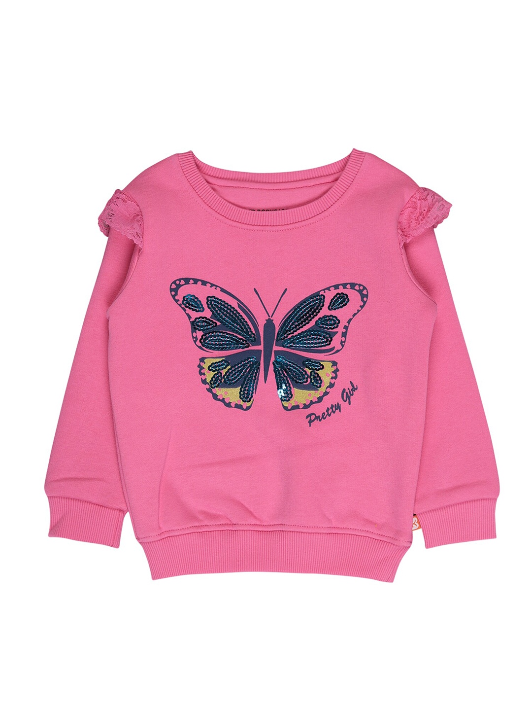 

Bodycare Kids Girls Pink Printed Cotton Sweatshirt
