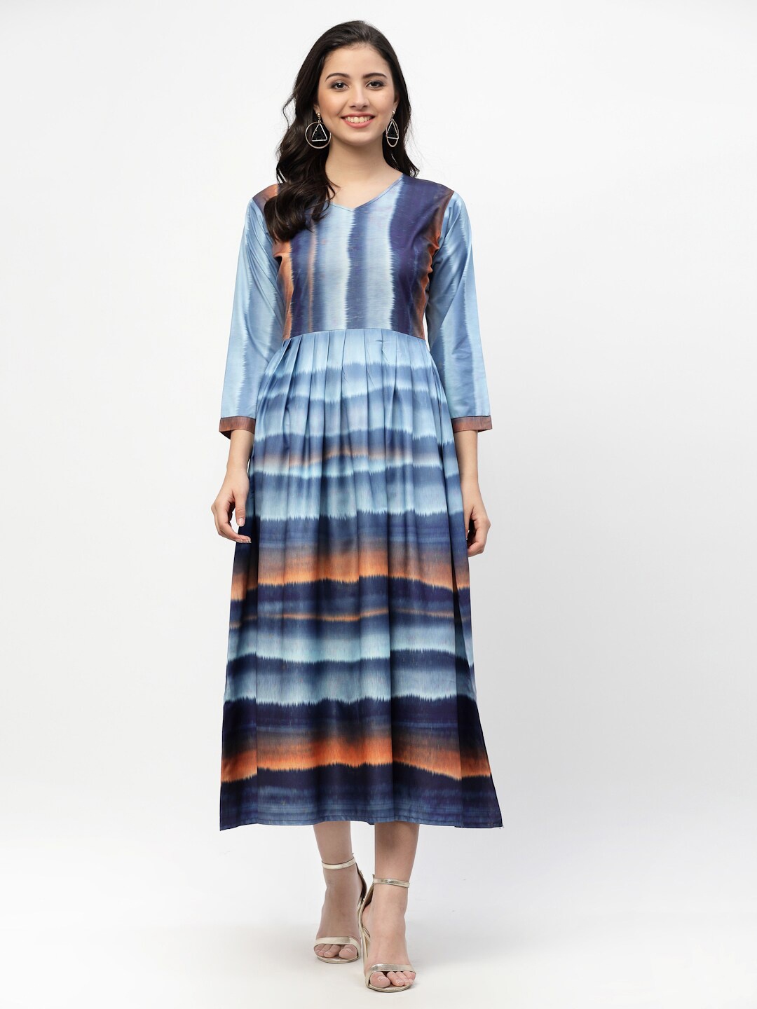 

MISS AYSE Blue & Navy Blue Dyed Midi Dress