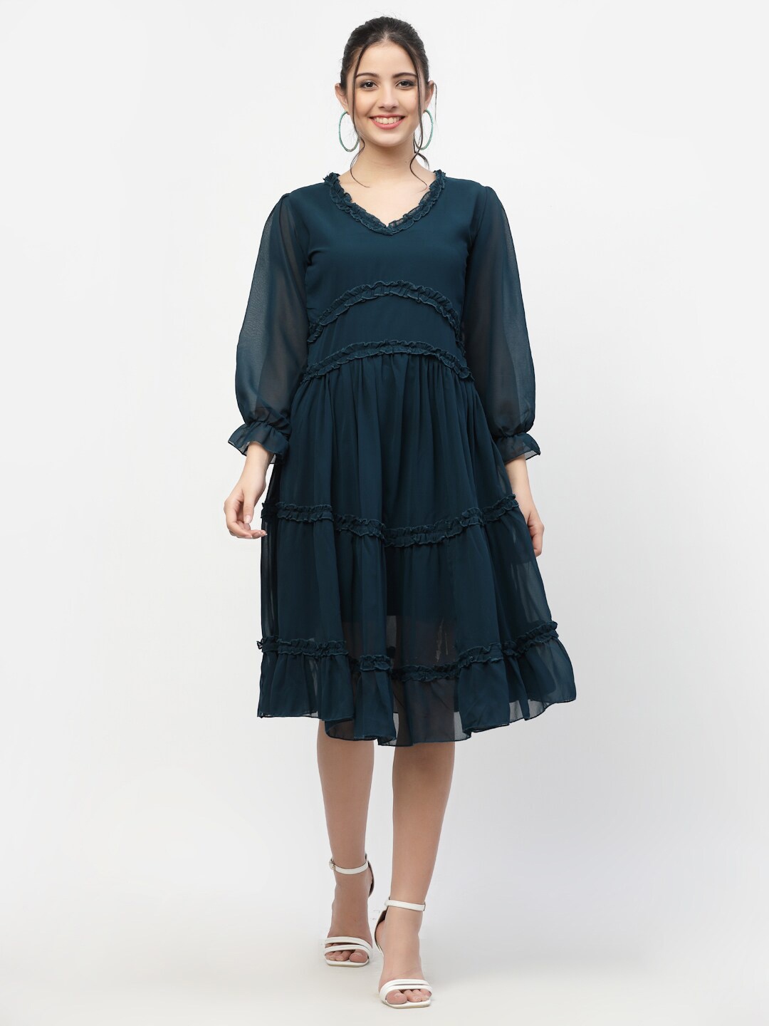 

MISS AYSE Georgette Dress, Green