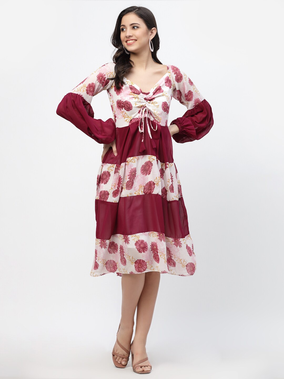 

MISS AYSE Floral Georgette Dress, Off white