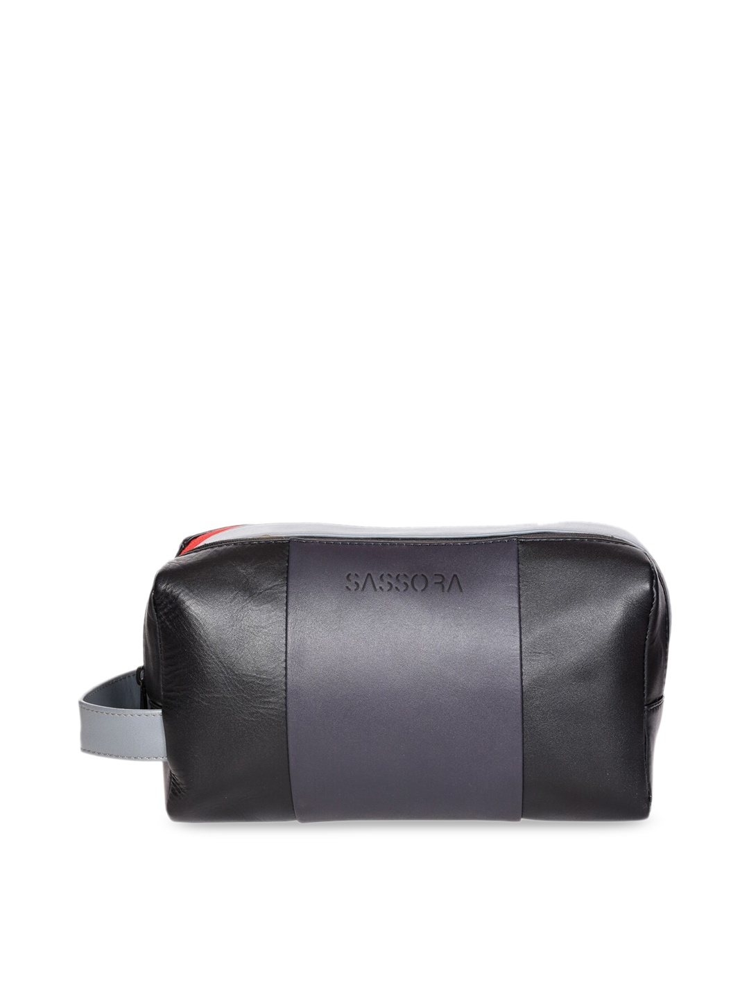 

Sassora Black Solid Leather Travel Pouch