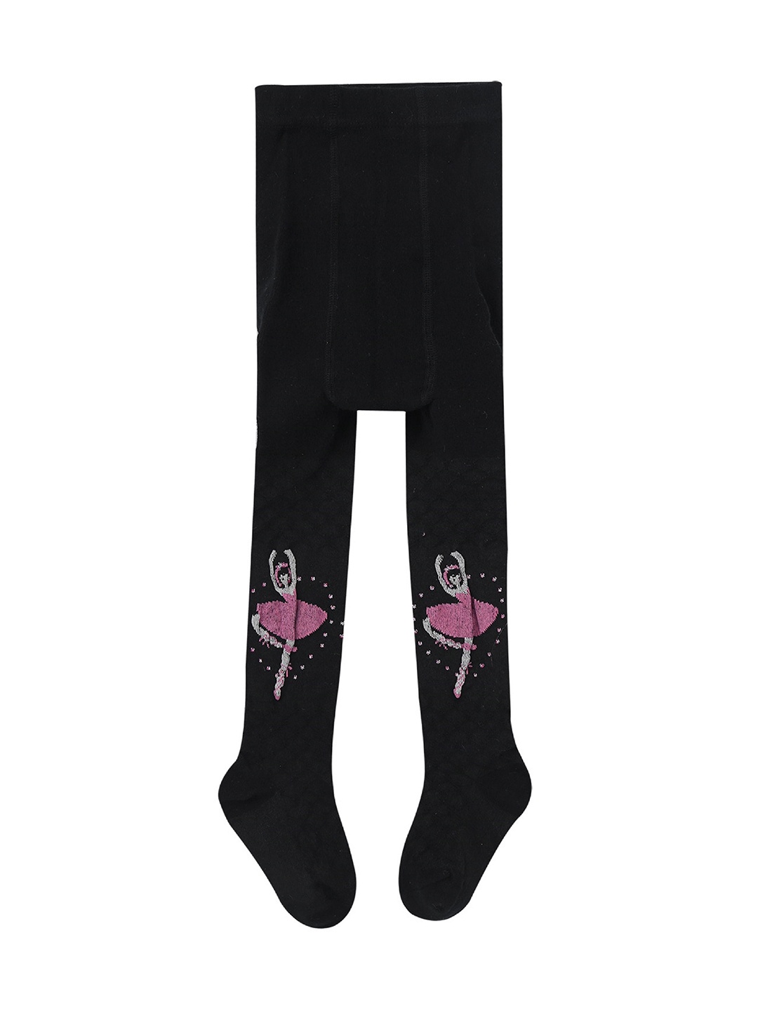 

EL REGALO Girls Graphic Printed Stockings, Black