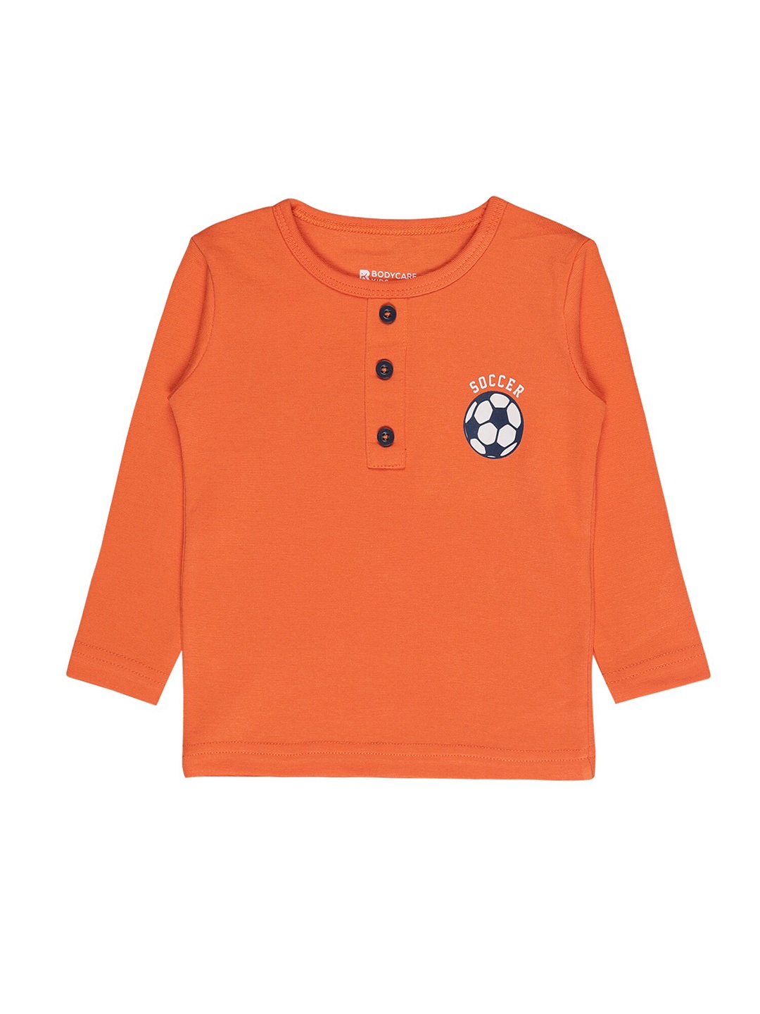 

Bodycare Kids Boys Orange Henley Neck Cotton T-shirt