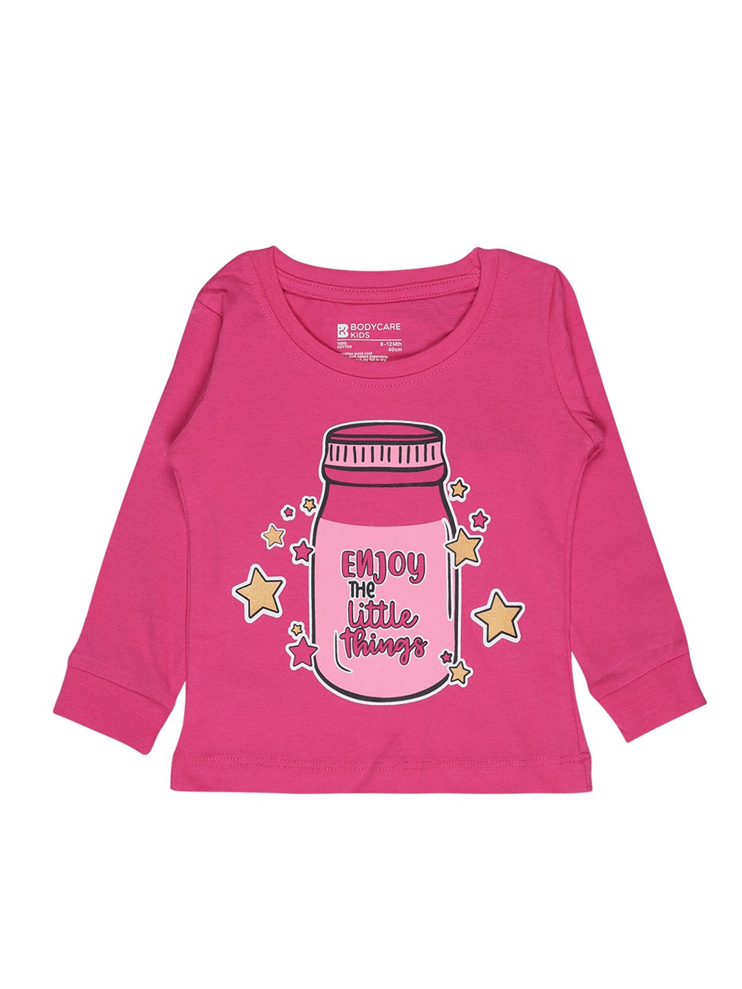 

Bodycare Kids Girls Fuchsia Typography Printed Cotton T-shirt