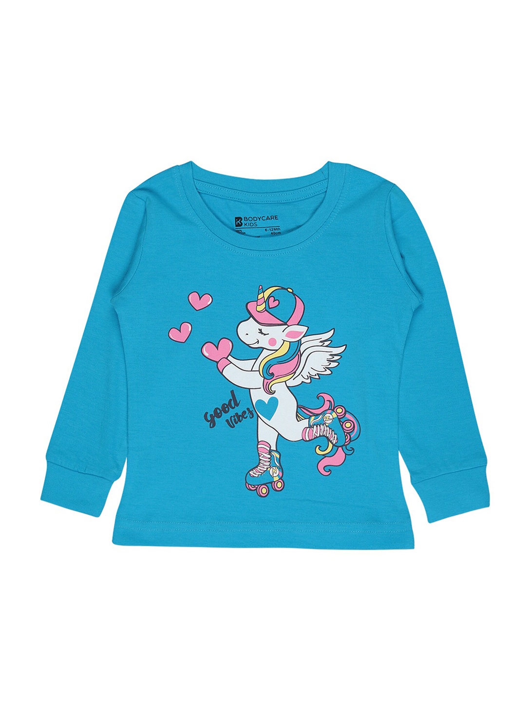 

Bodycare Kids Girls Blue Printed Cotton T-shirt