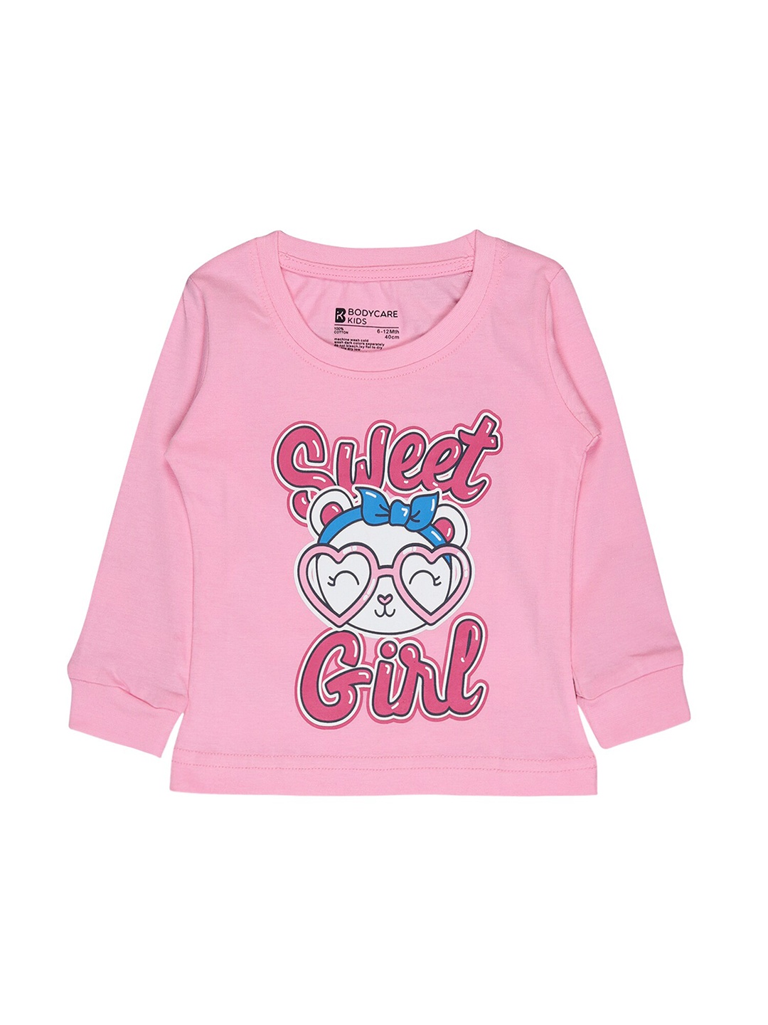 

Bodycare Kids Girls Pink Typography Printed Cotton T-shirt