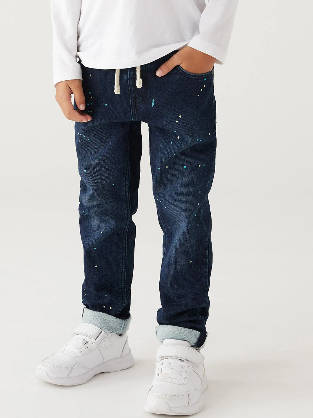 

Marks & Spencer Boys Cotton High-Rise Light Fade Jeans, Blue