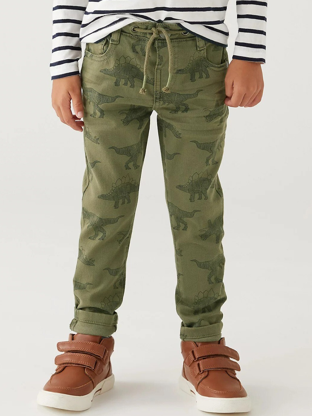 

Marks & Spencer Boys Olive Green High-Rise Jeans