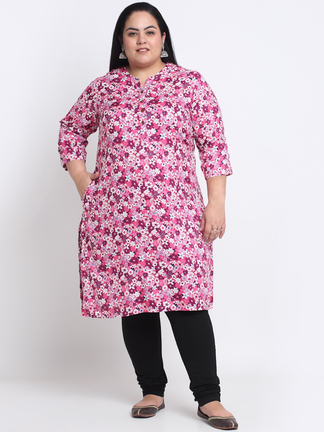 

plusS Floral Printed Kurta, Pink