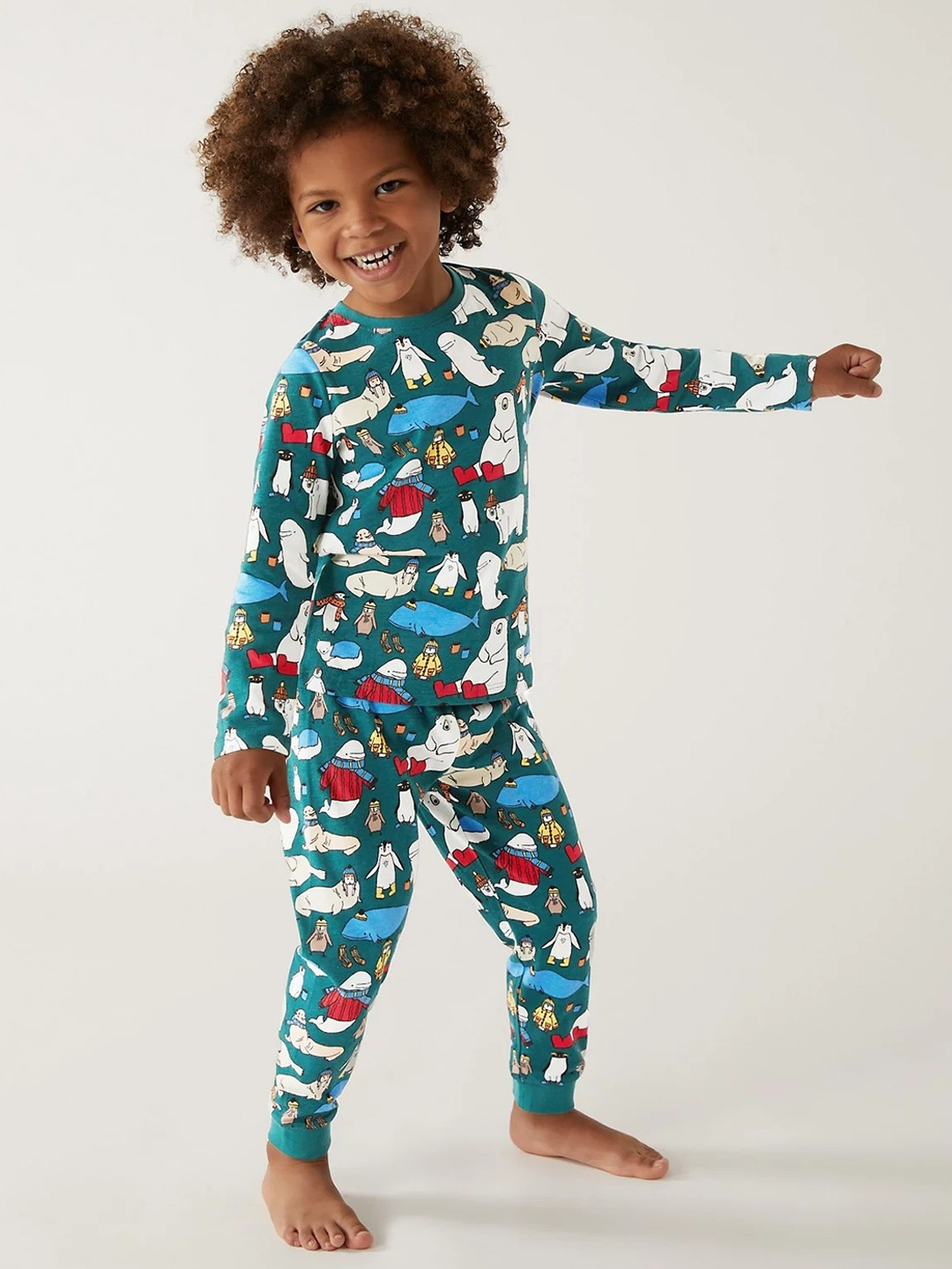 

Marks & Spencer Boys Blue & White Printed Night suit