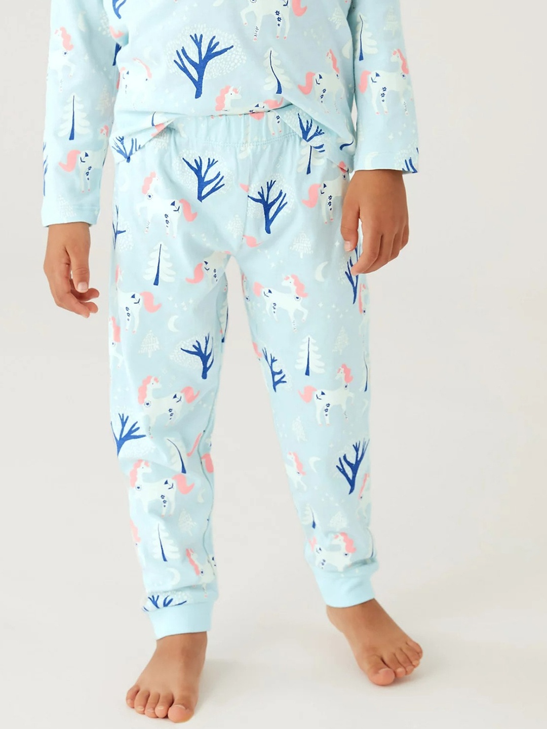

Marks & Spencer Girls Blue & White Printed Night suit