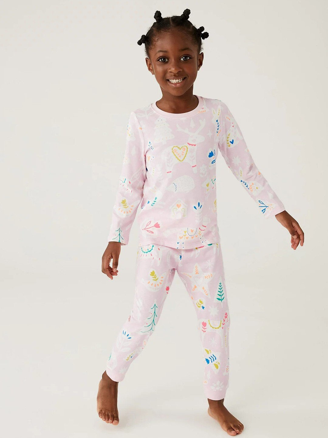 

Marks & Spencer Girls Pink & White Printed Night suit
