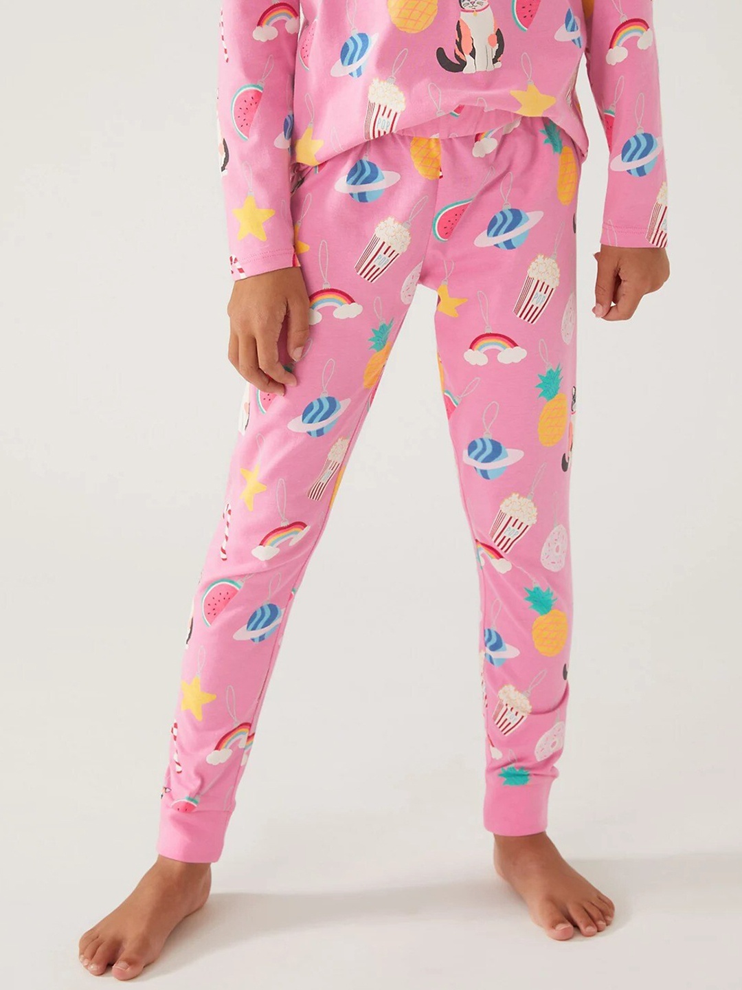 

Marks & Spencer Girls Pink & White Printed Night suit