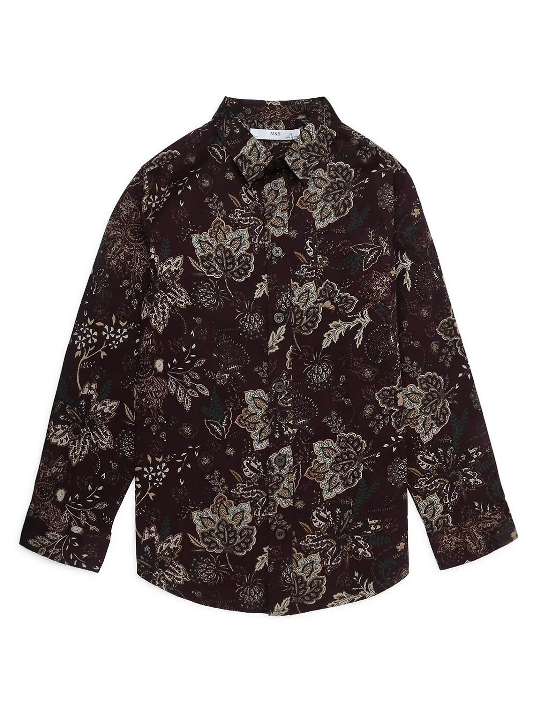 

Marks & Spencer Boys Burgundy Floral Printed Cotton Casual Shirt