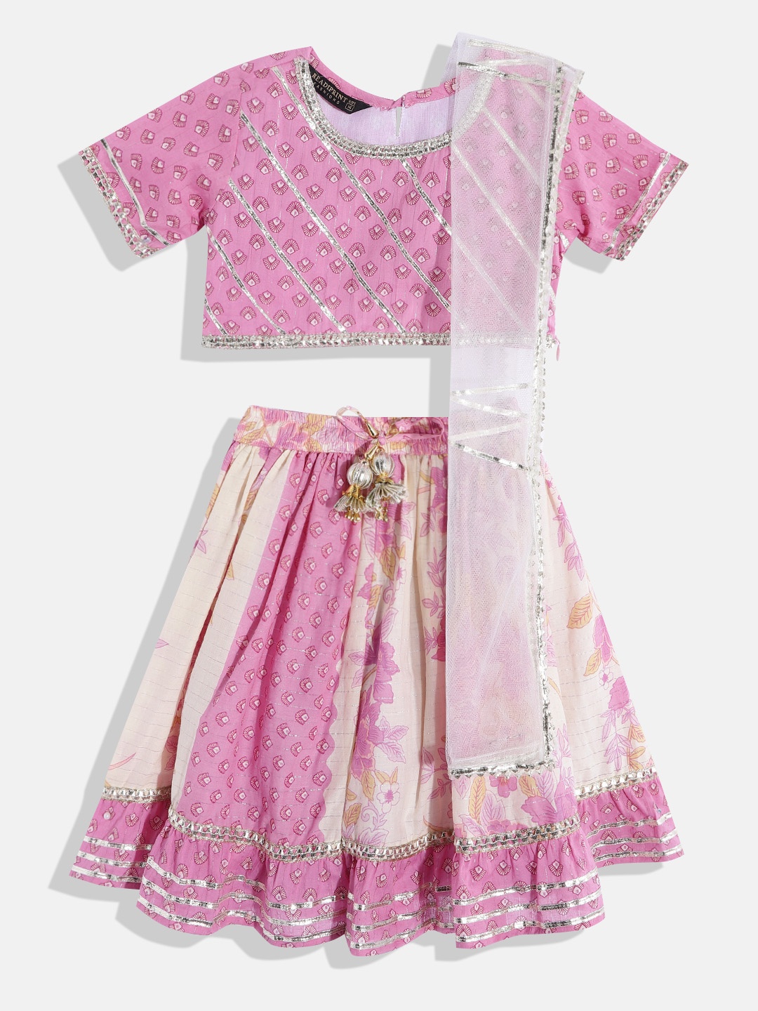 

Readiprint Fashions Girls Mauve Gotta Patti Ready to Wear Lehenga & Blouse With Dupatta