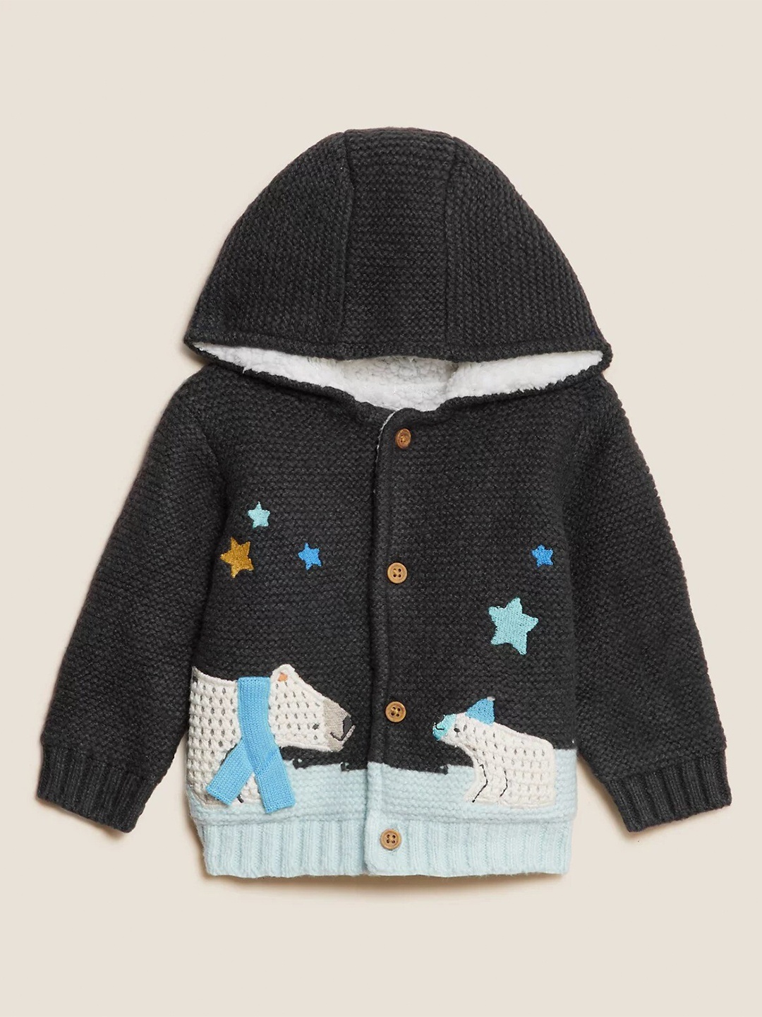 

Marks & Spencer Boys Black & White Cotton Cardigan Sweater