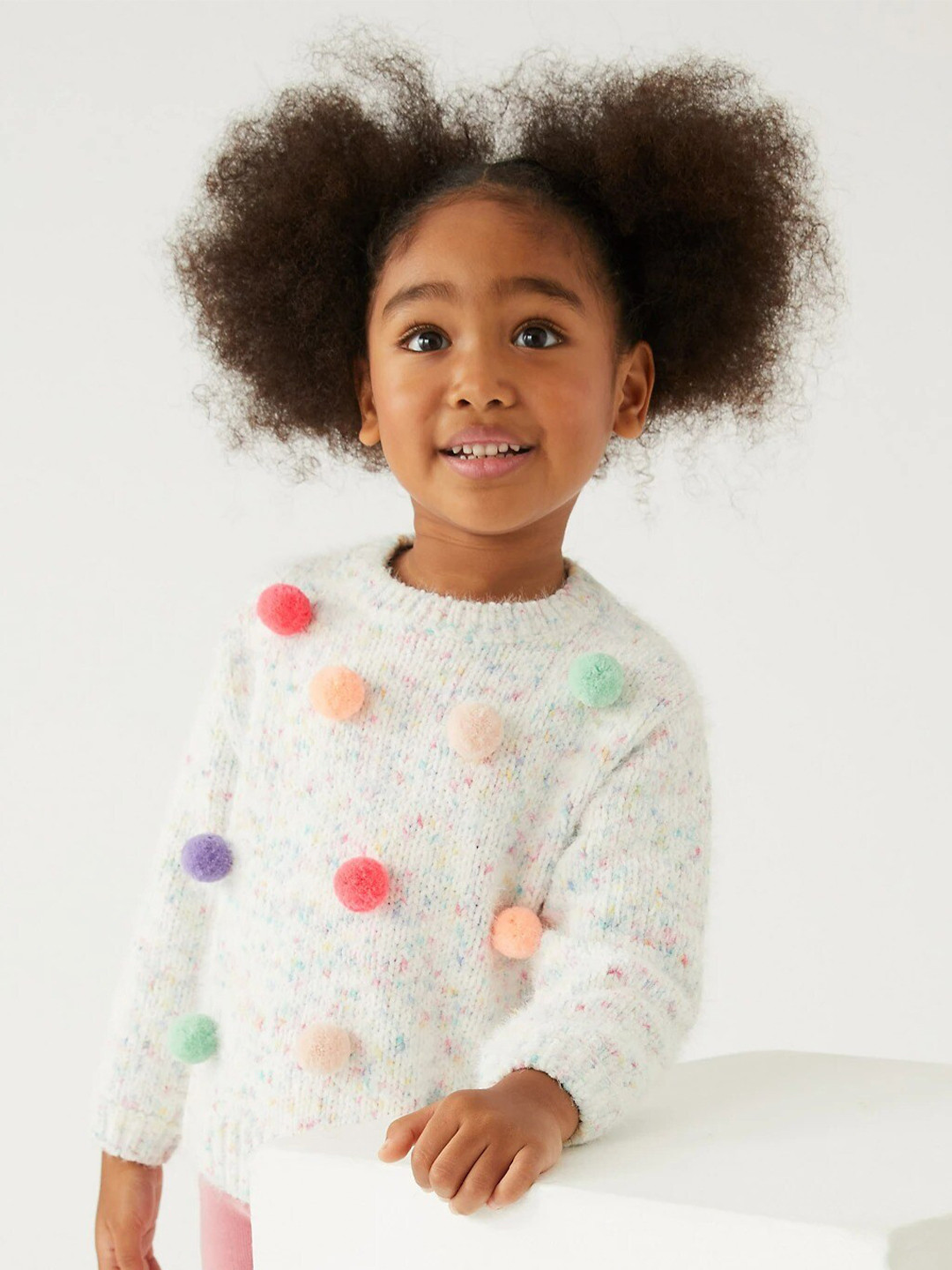 

Marks & Spencer Girls Off White & Pink Cotton Pullover Sweater