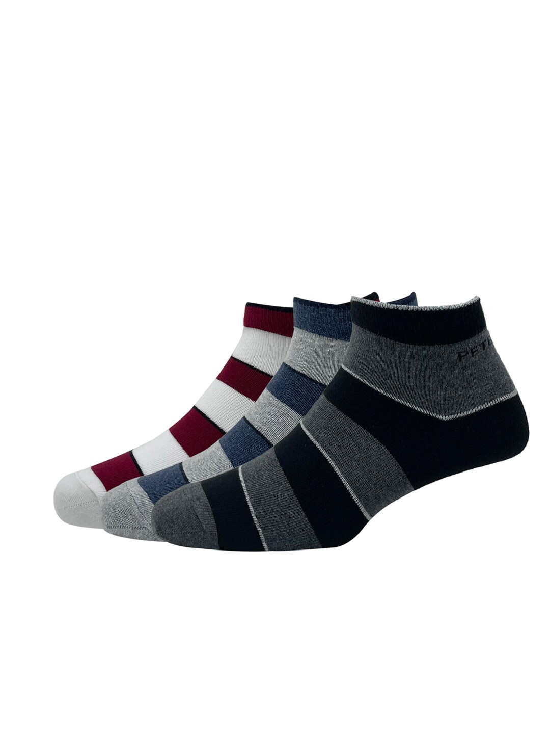 

Peter England Men Pack Of 3 Colourblocked Ankle-Length Cotton Socks, Maroon