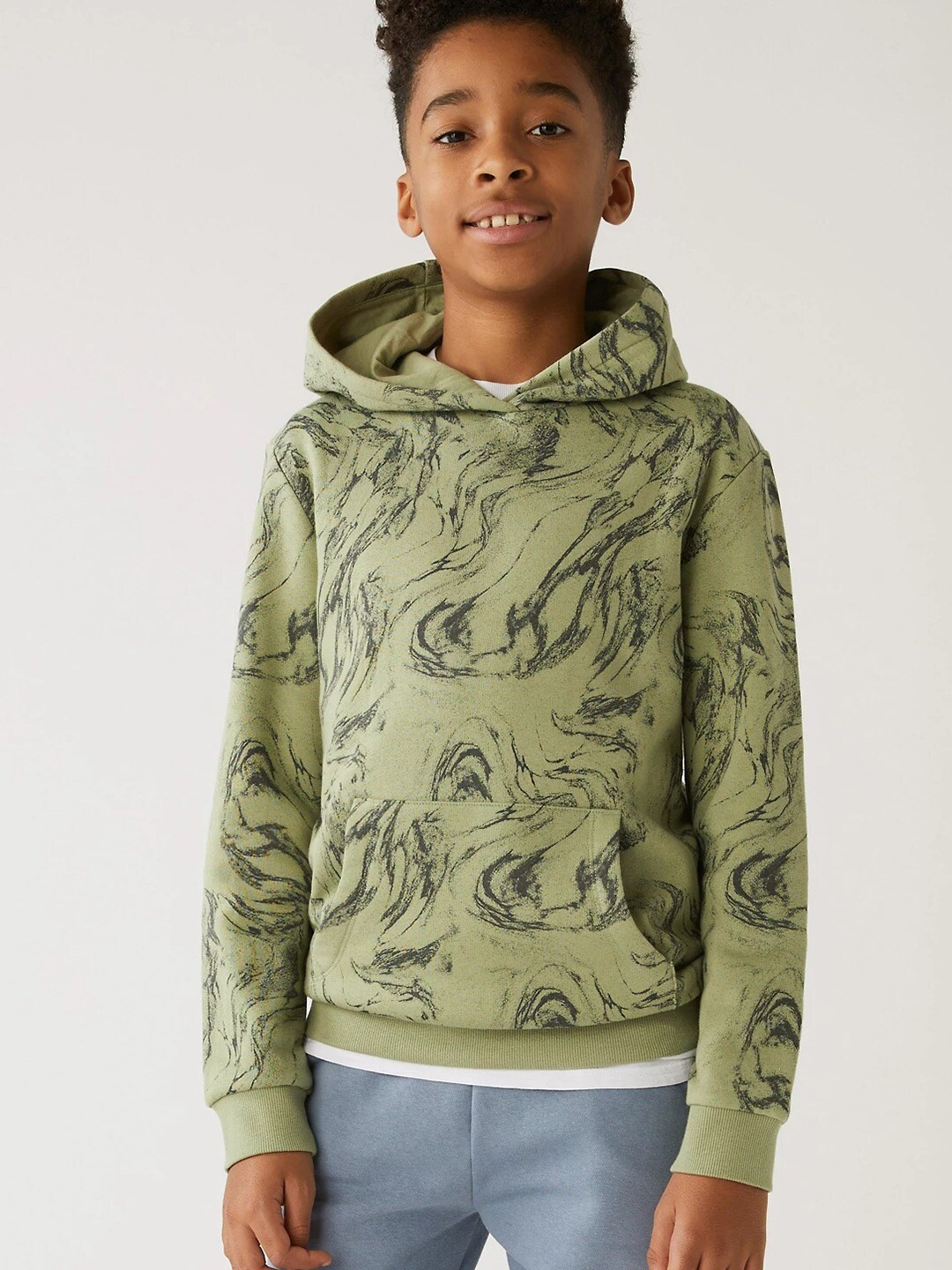 

Marks & Spencer Boys Khaki Printed Hooded Sweatshirt