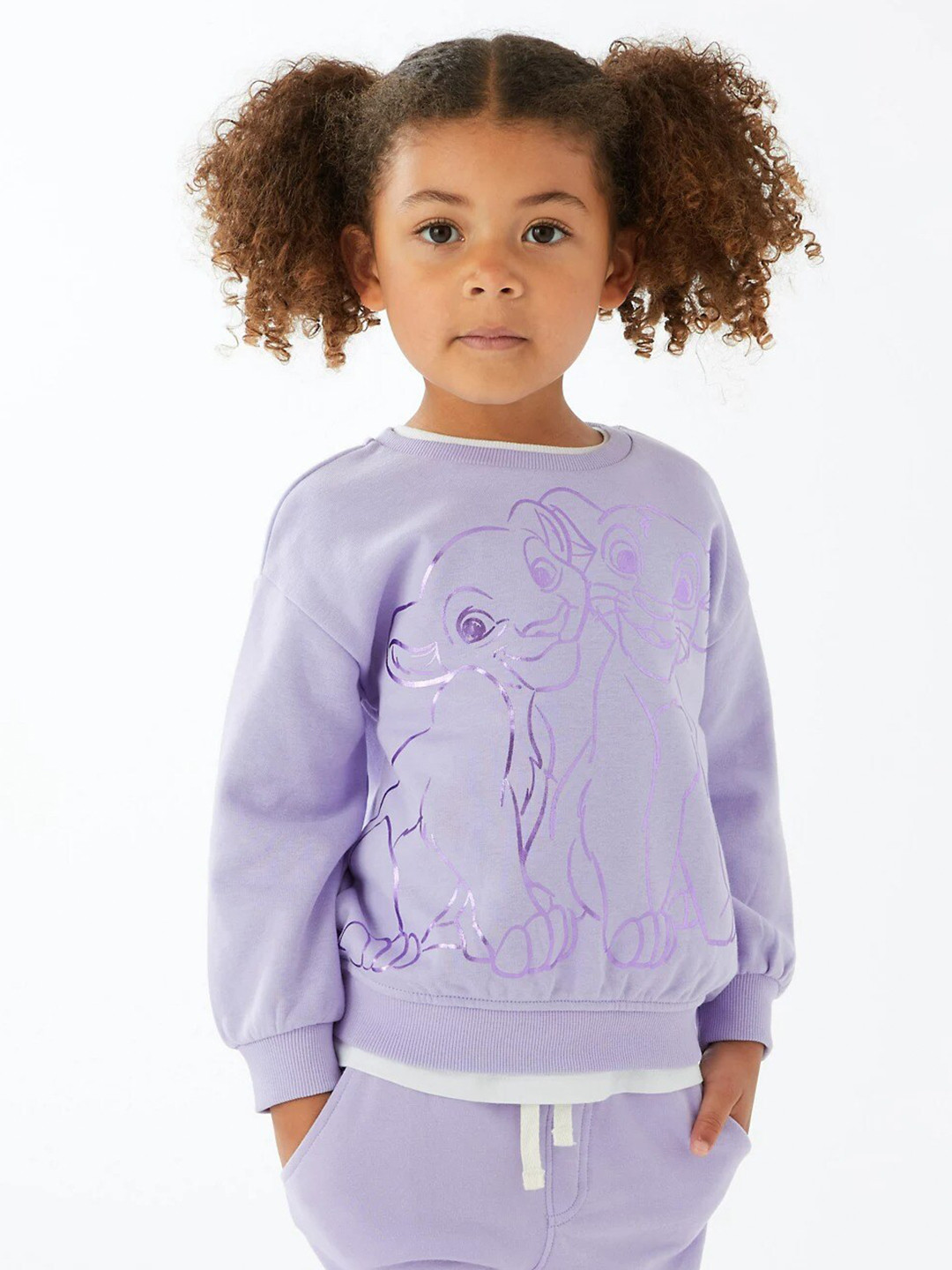 

Marks & Spencer Girls Purple Printed Pullover Sweatshirt