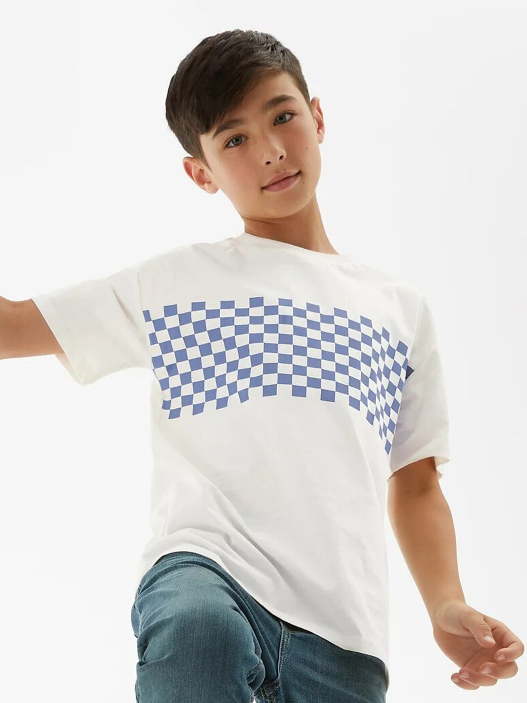 

Marks & Spencer Boys Blue Abstract Printed Cotton T-shirt