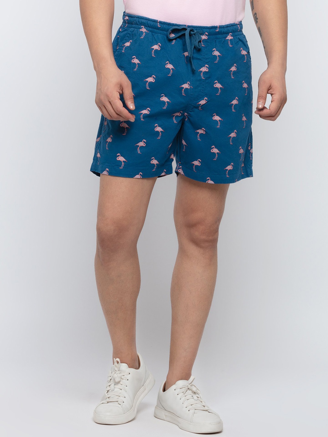 

Status Quo Printed Cotton Shorts, Blue