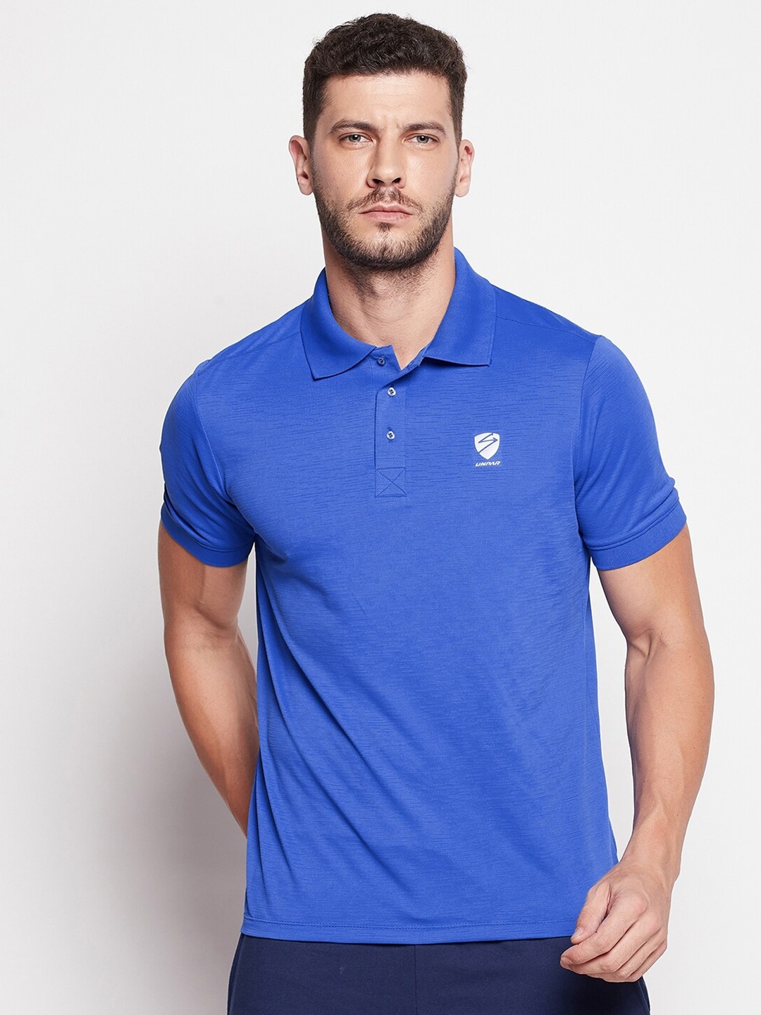 

UNPAR Men Blue Polo Collar Slim Fit T-shirt
