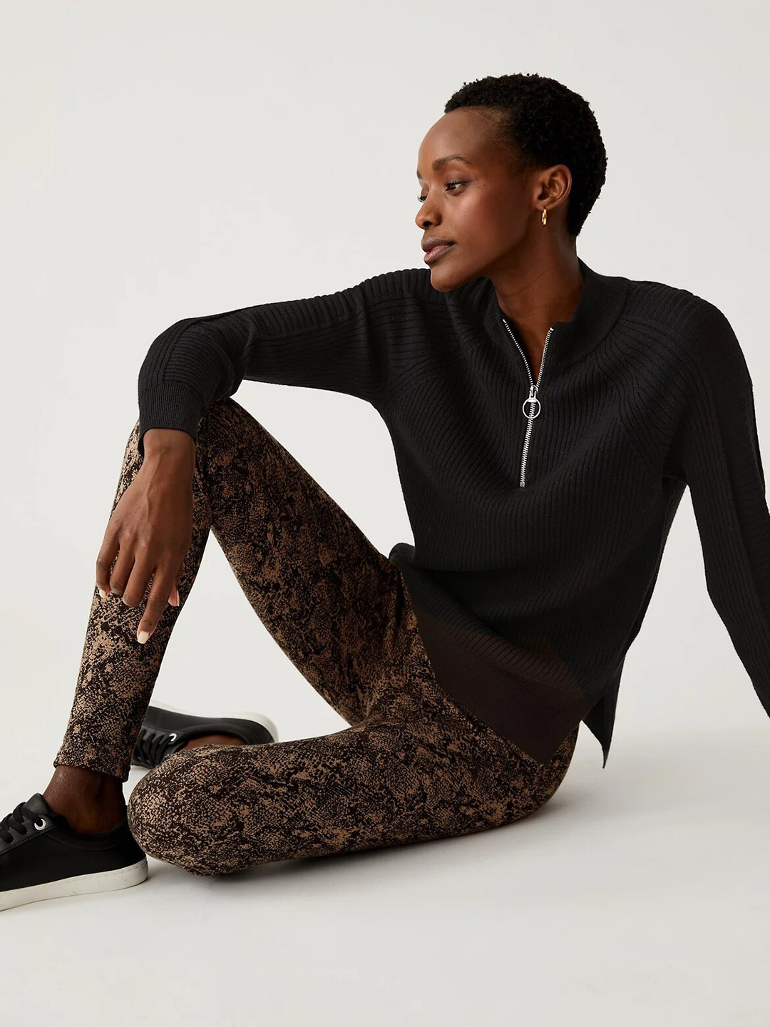 

Marks & Spencer Women Brown Printed Ankle-Length Leggings