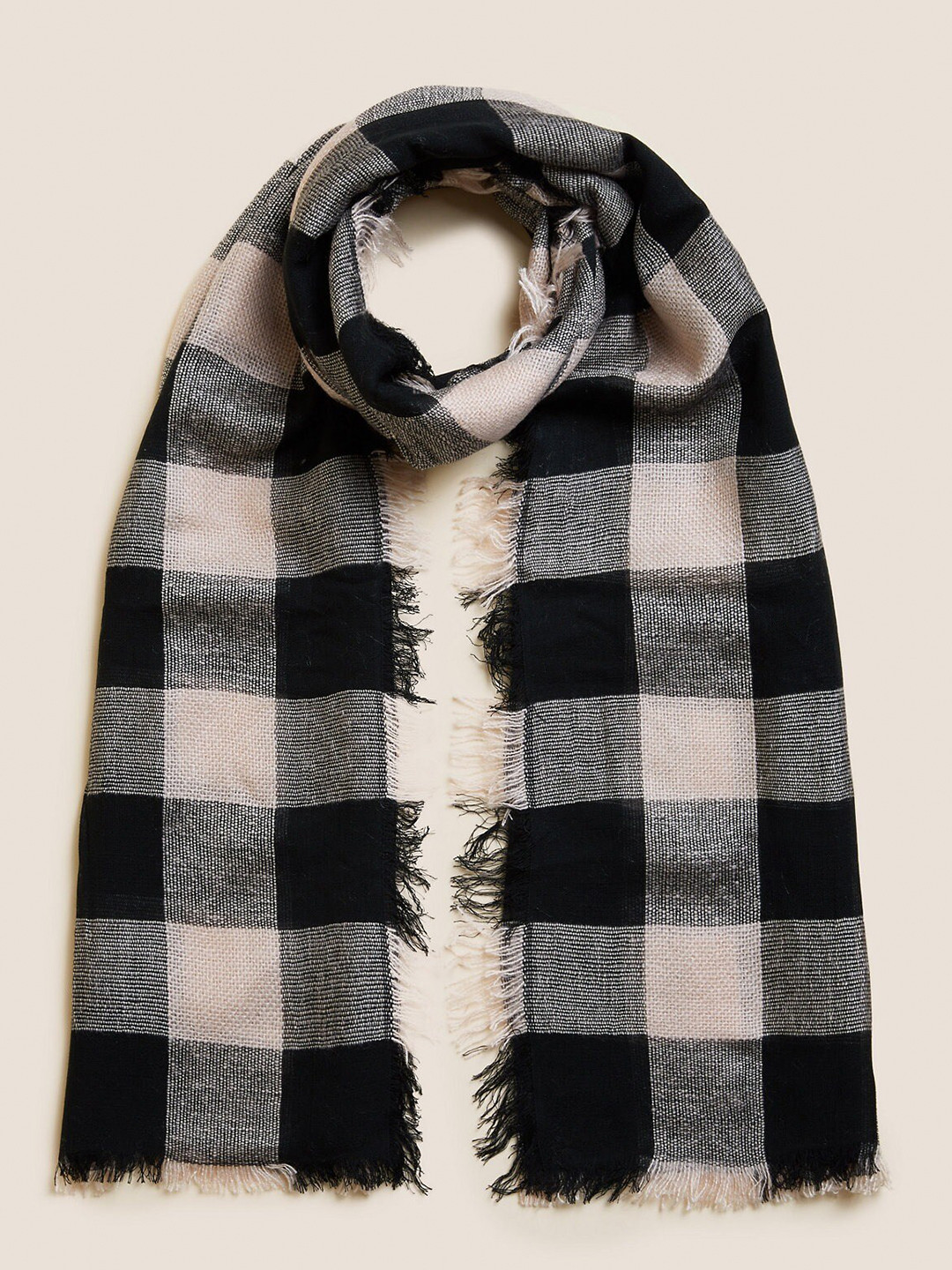 

Marks & Spencer Women Black & Beige Checked Scarf