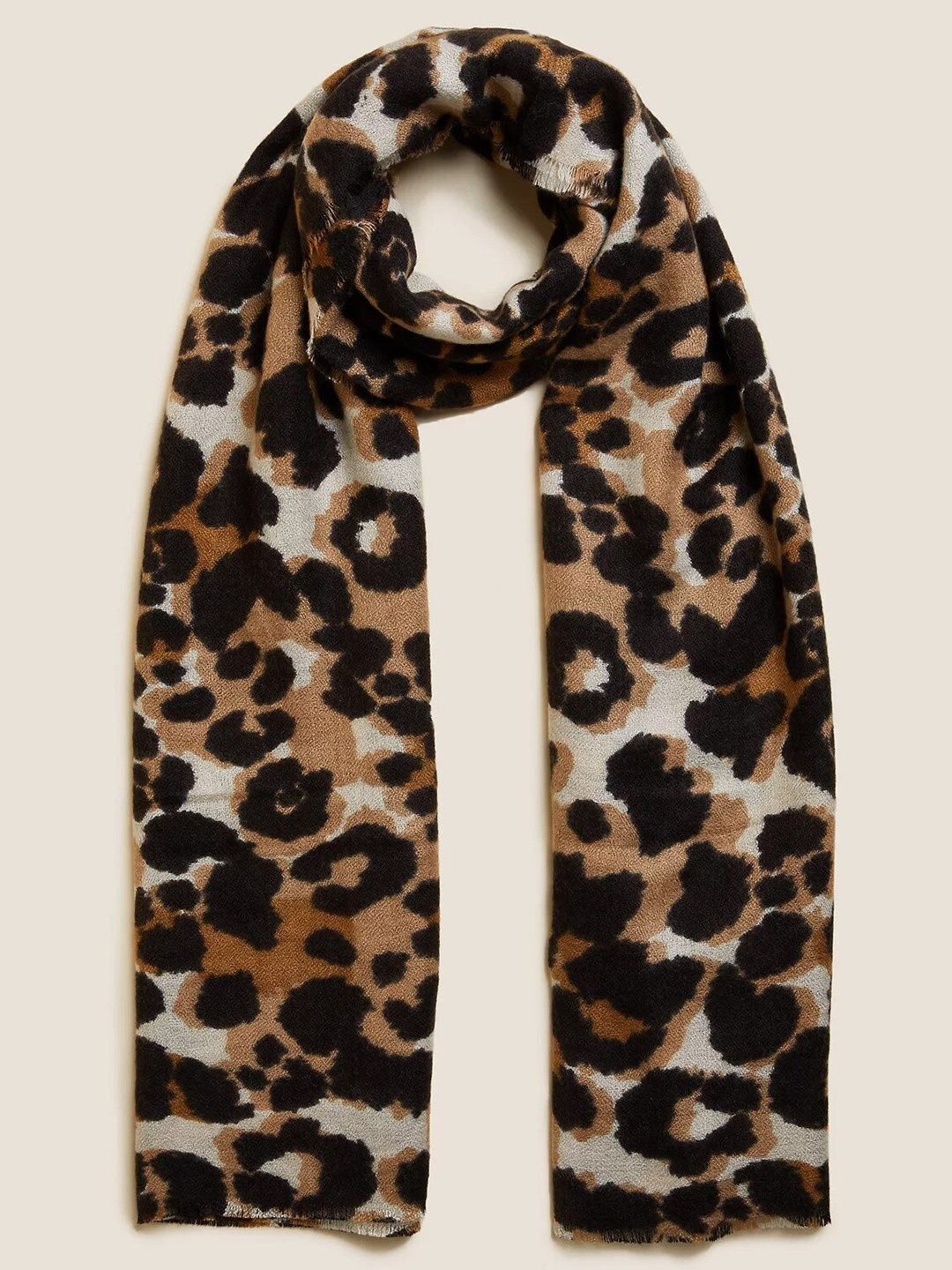 

Marks & Spencer Women Beige & Black Printed Scarf
