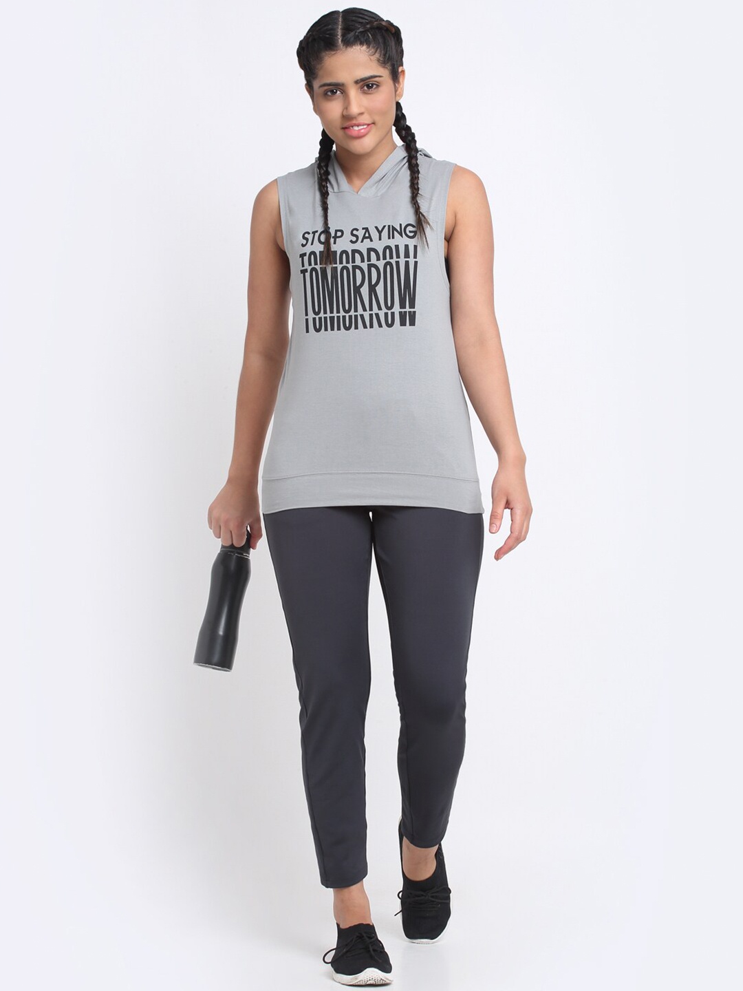 

Invincible Women Sleeveless Hoody, Grey
