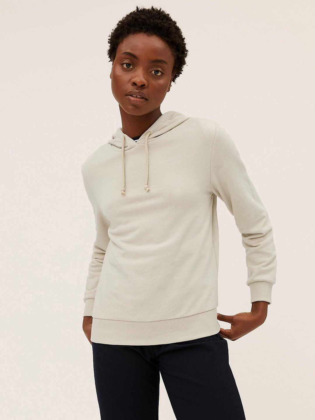 

Marks & Spencer Women Beige Hooded Pullover Sweatshirt