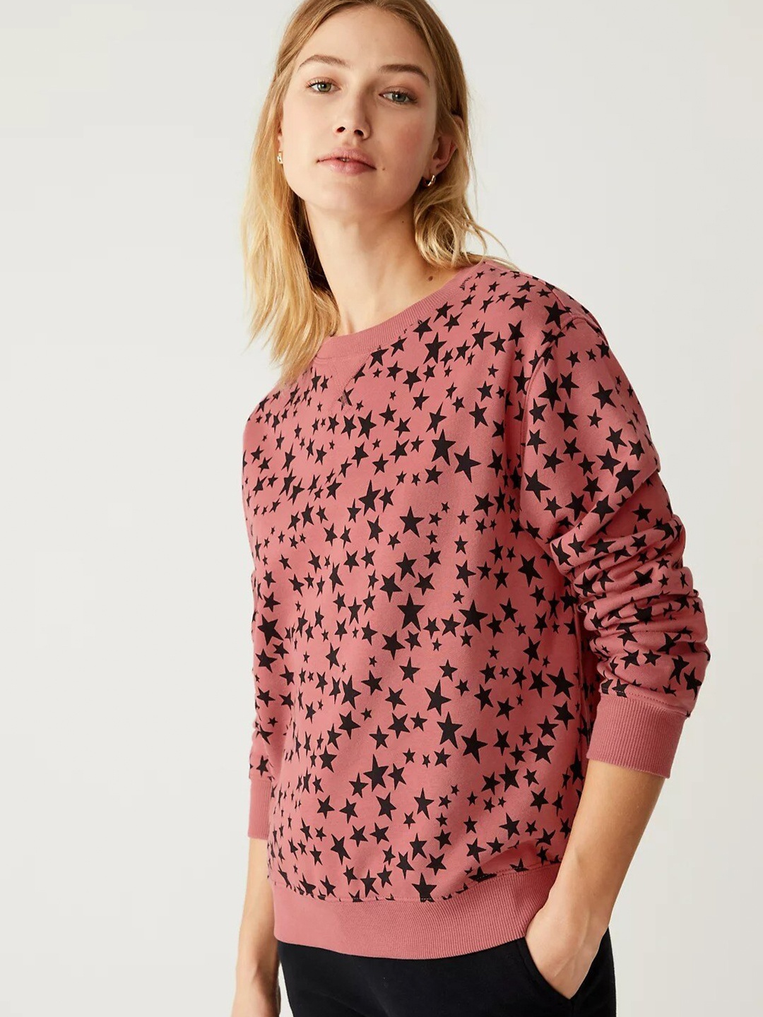 

Marks & Spencer Women Maroon Printed Sweatshirt