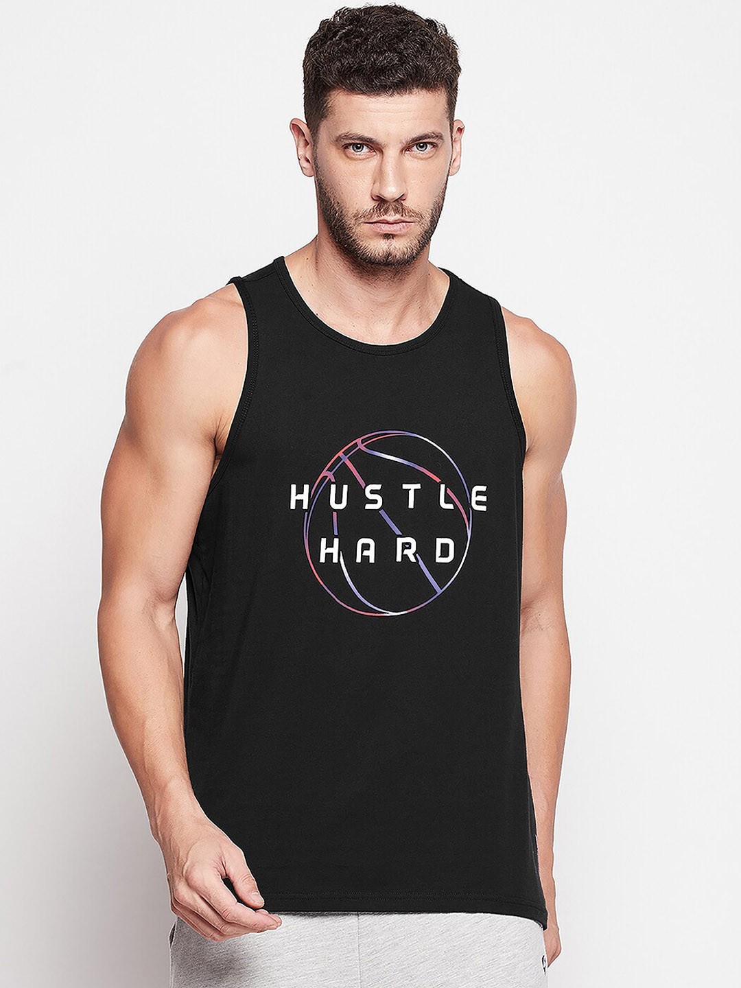 

UNPAR Men Black Printed Innerwear Vests