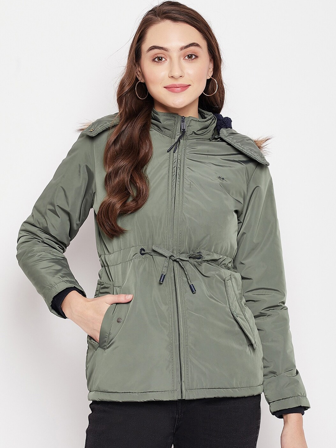 

Okane Women Olive Green Lightweight Longline Parka Jacket