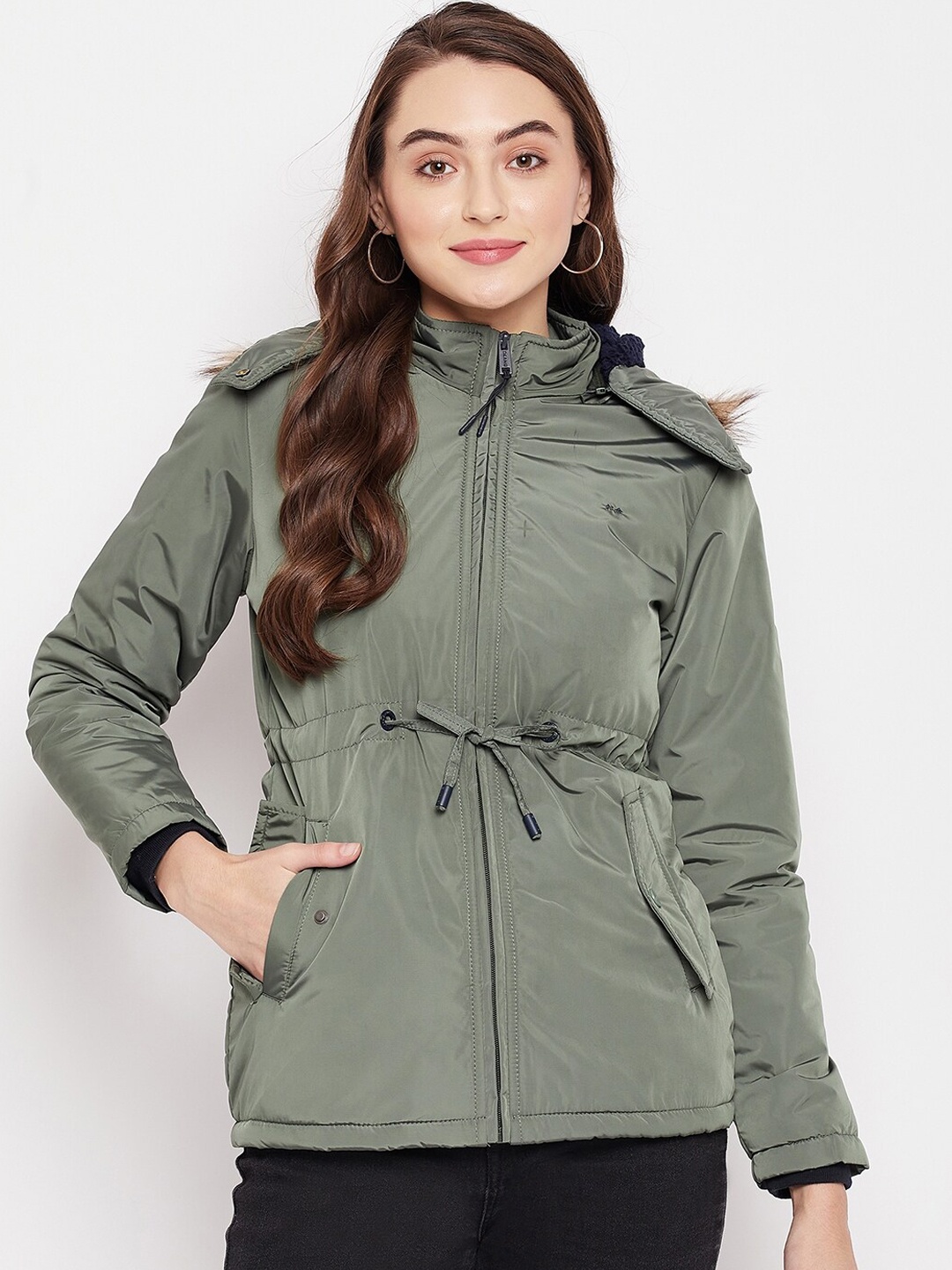 

Okane Women Olive Green Lightweight Longline Parka Jacket