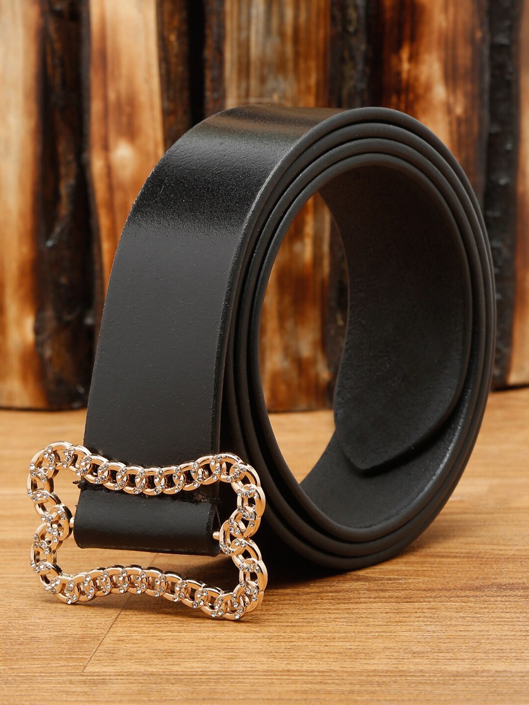 

Teakwood Leathers Women Black Leather Belt