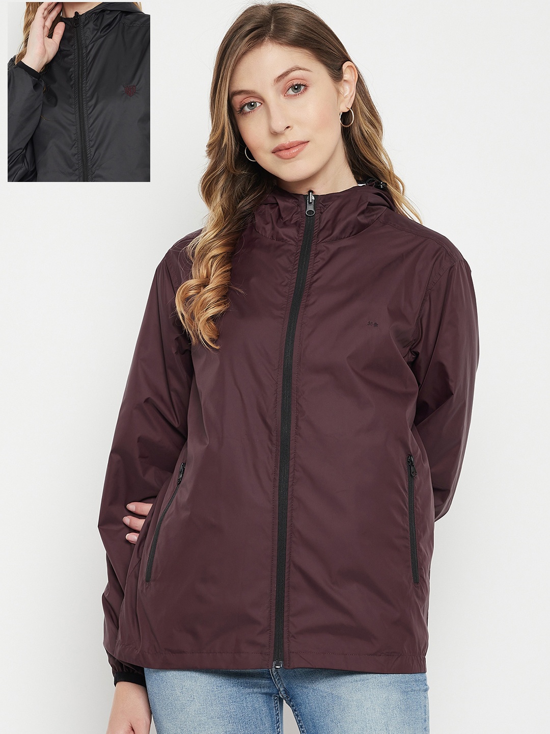 

Okane Women Burgundy Black Reversible Padded Jacket