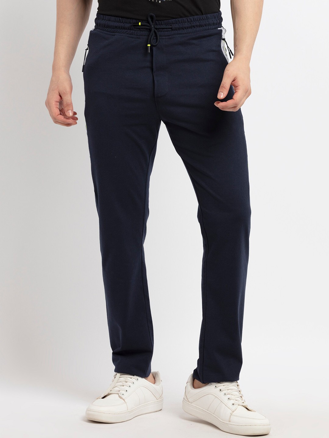 

Status Quo Men Navy Blue Solid Cotton Track Pant