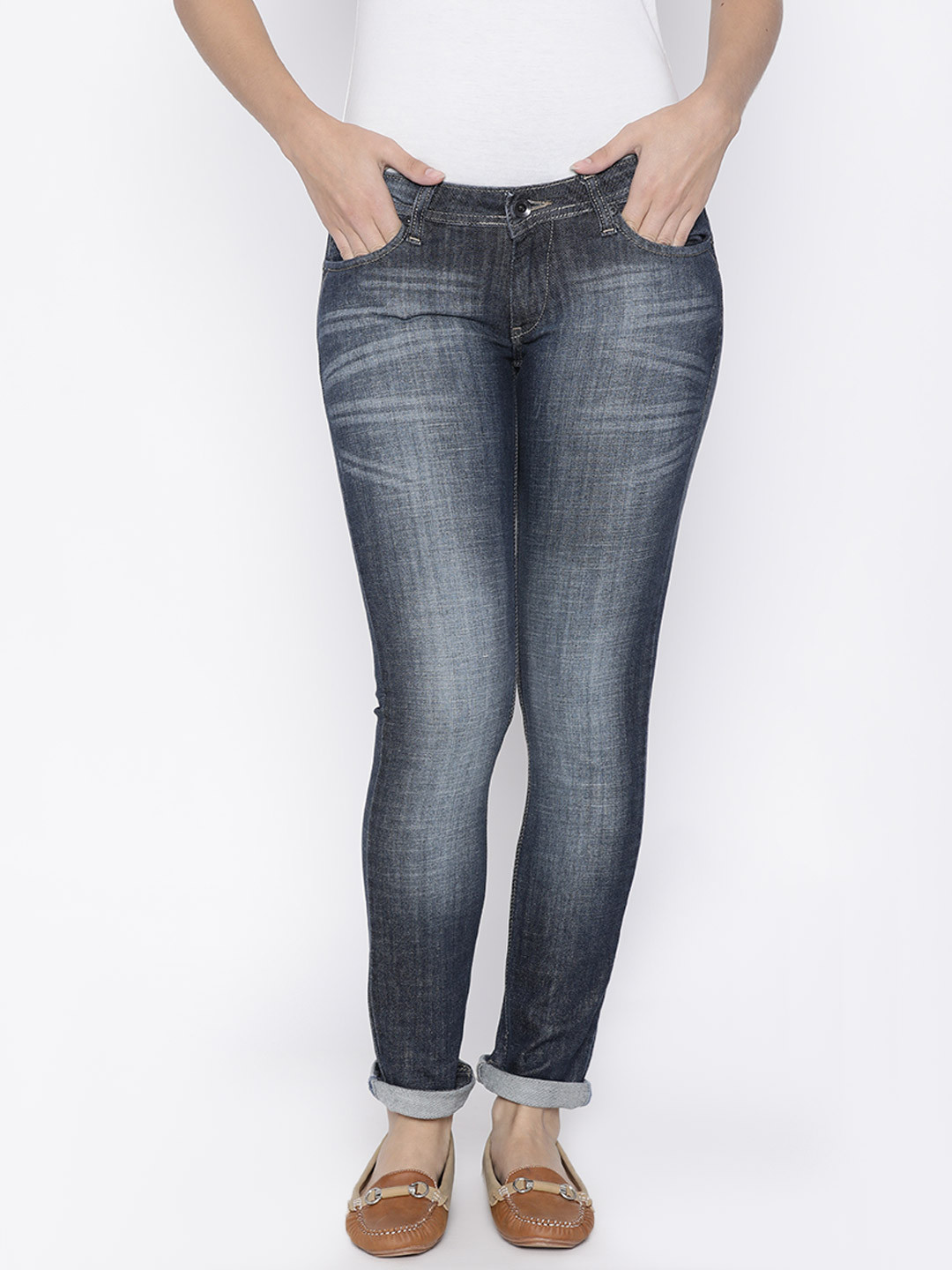 

Pepe Jeans Women Blue Frisky Skinny Fit Low-Rise Clean Look Stretchable Jeans